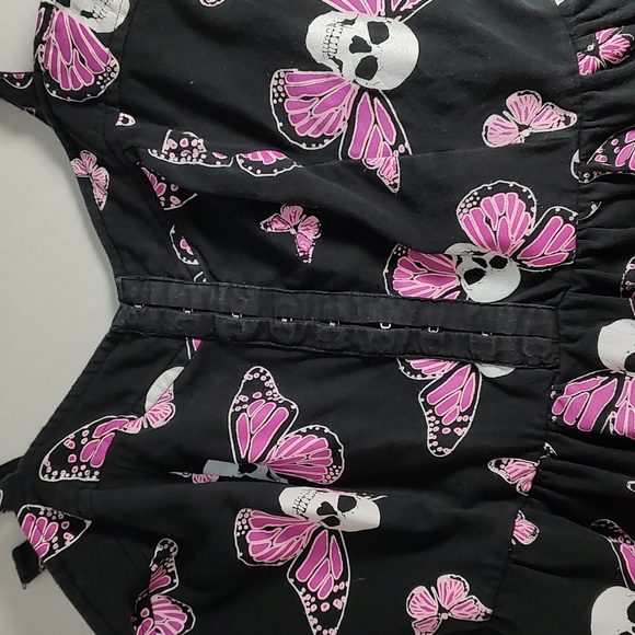M VTG Jawbreaker Women's Sun Dress Pink Butterfly Skull Y2K 90s - Picture 4 of 12